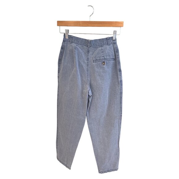 Vintage The North Face Womens Size 6 High-Waisted Pleated Blue Denim Tapered Pan - Picture 2 of 7